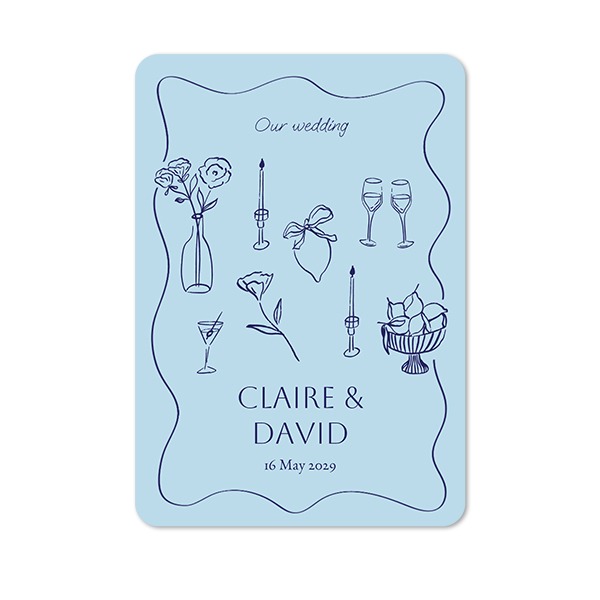 Faire-part 1 volet portrait coins arrondis 10 x 14,3 cm