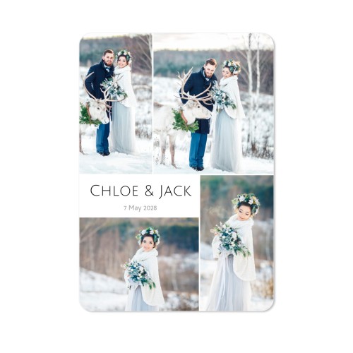 Faire-part 1 volet portrait coins arrondis 10 x 14,3 cm