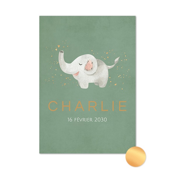 Carte avec dorure en relief - Portrait 10 x 14,3 cm