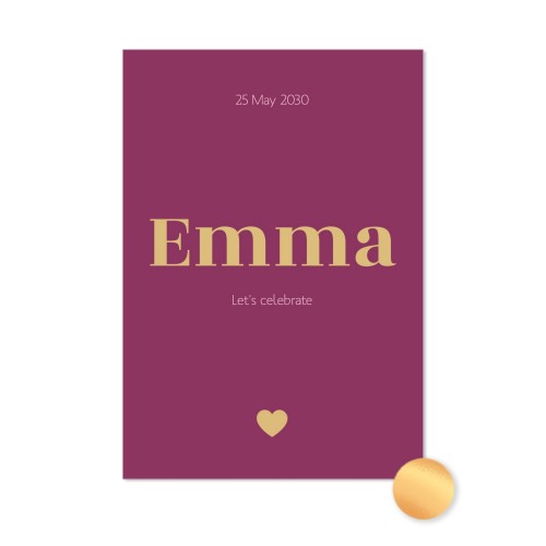 Kaart met goudfolie - staand 10 x 14,3 cm