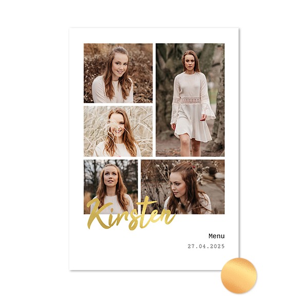 Fotokort guldfolie - Stående 10 x 14,3 cm