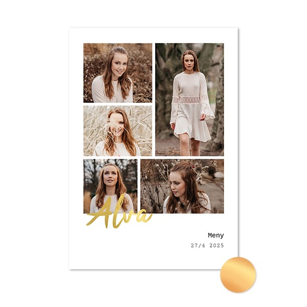 Fotokort med guldfolie - Stående 10 x 14,3 cm