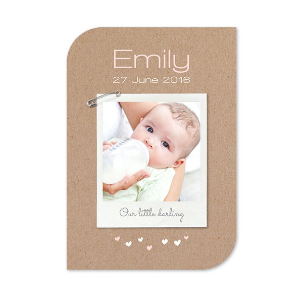 Faire-part 1 Bords ronds diagonale portrait 10 x 14,3 cm