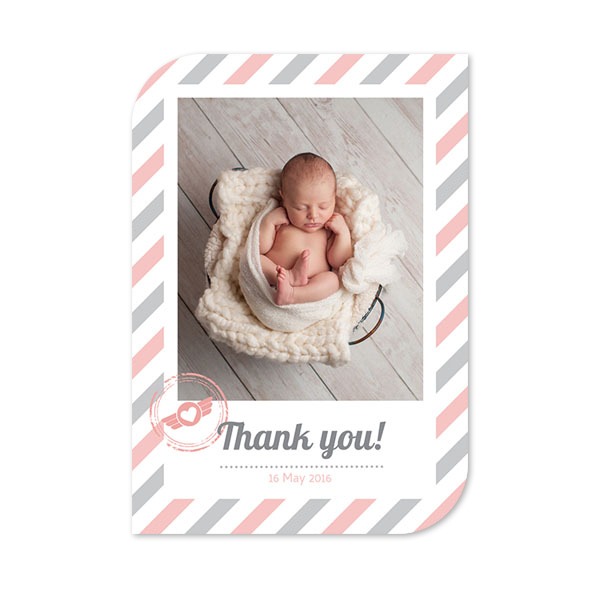 Faire-part 1 Bords ronds diagonale portrait 10 x 14,3 cm