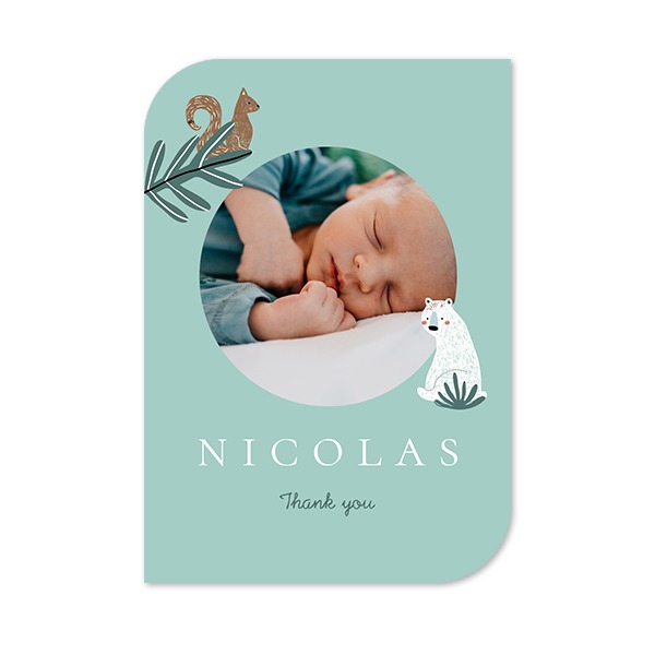 Faire-part 1 Bords ronds diagonale portrait 10 x 14,3 cm