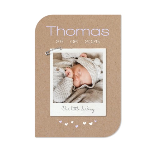 Faire-part 1 Bords ronds diagonale portrait 10 x 14,3 cm