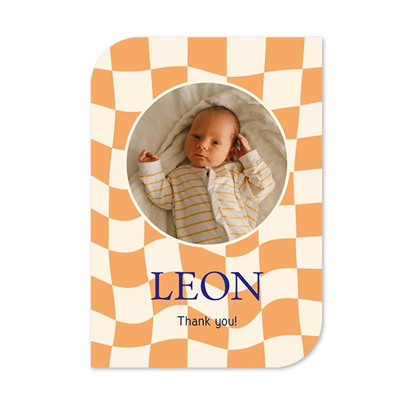 Faire-part 1 Bords ronds diagonale portrait 10 x 14,3 cm