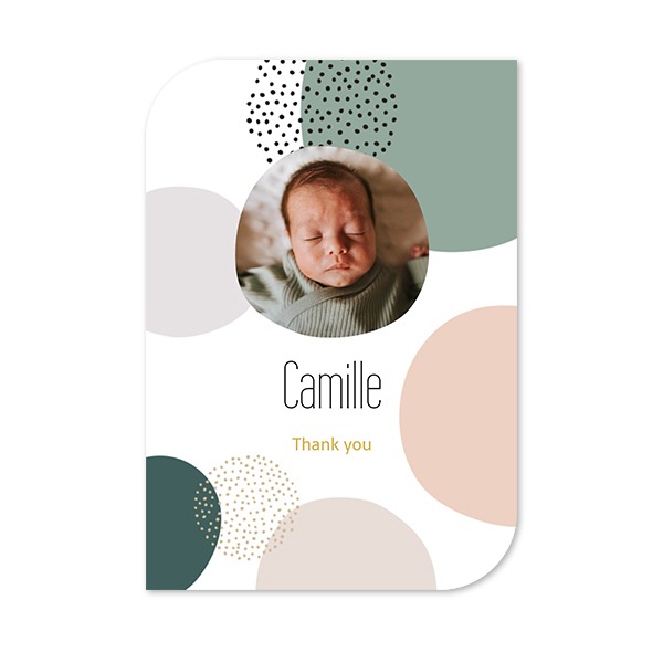 Faire-part 1 Bords ronds diagonale portrait 10 x 14,3 cm