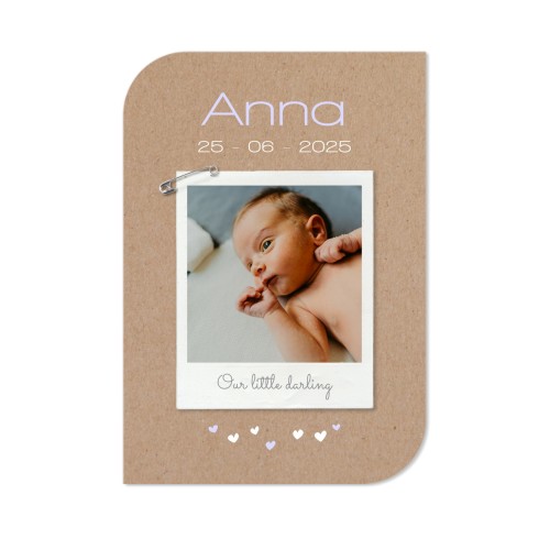 Faire-part 1 Bords ronds diagonale portrait 10 x 14,3 cm