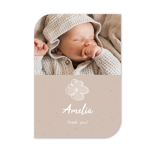 Faire-part 1 Bords ronds diagonale portrait 10 x 14,3 cm