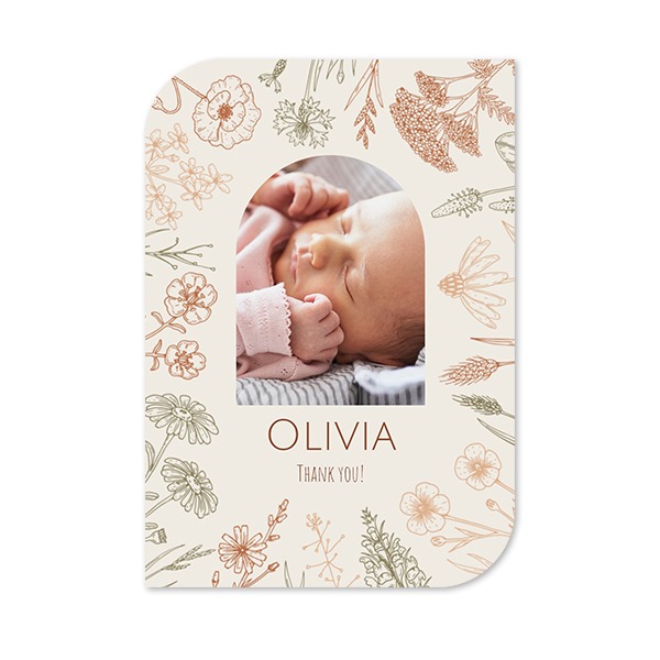 Faire-part 1 Bords ronds diagonale portrait 10 x 14,3 cm