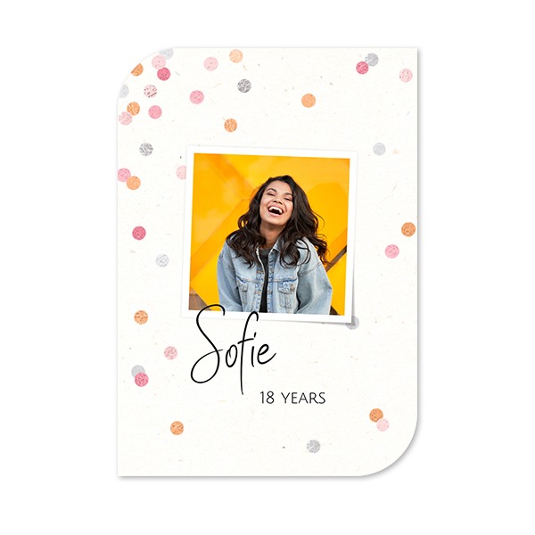 Faire-part 1 Bords ronds diagonale portrait 10 x 14,3 cm