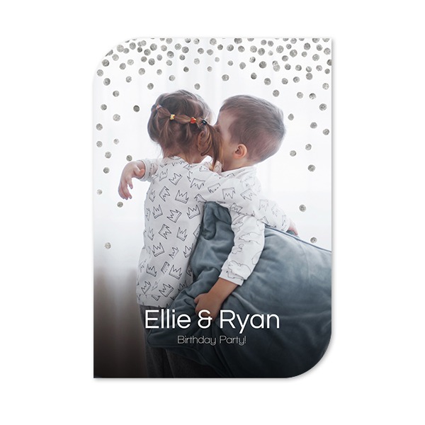 Faire-part 1 Bords ronds diagonale portrait 10 x 14,3 cm