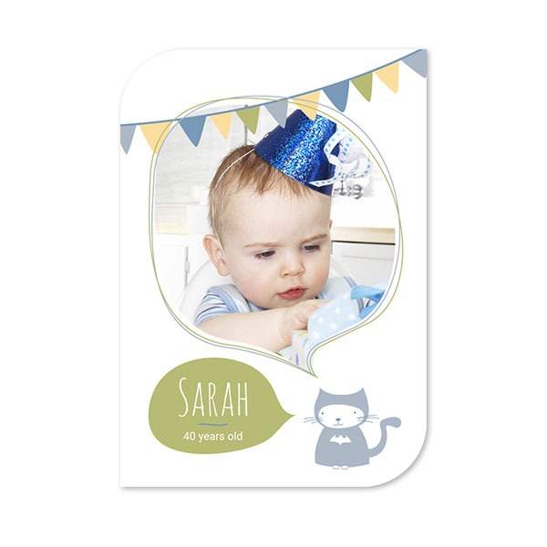 Faire-part 1 Bords ronds diagonale portrait 10 x 14,3 cm