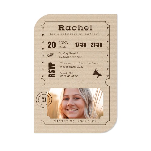 Faire-part 1 Bords ronds diagonale portrait 10 x 14,3 cm