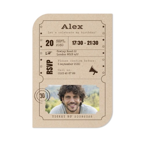 Faire-part 1 Bords ronds diagonale portrait 10 x 14,3 cm