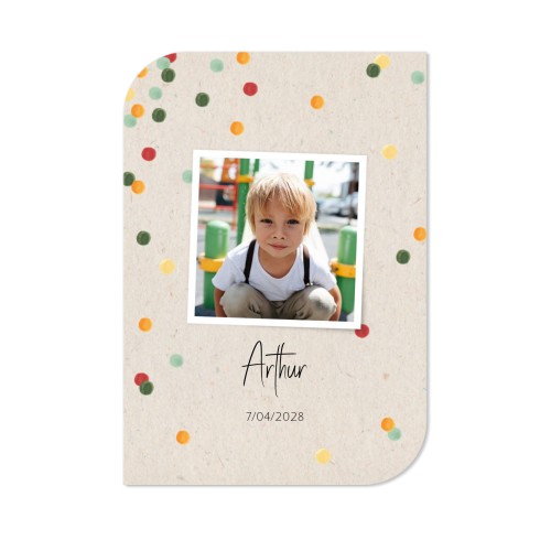 Faire-part 1 Bords ronds diagonale portrait 10 x 14,3 cm