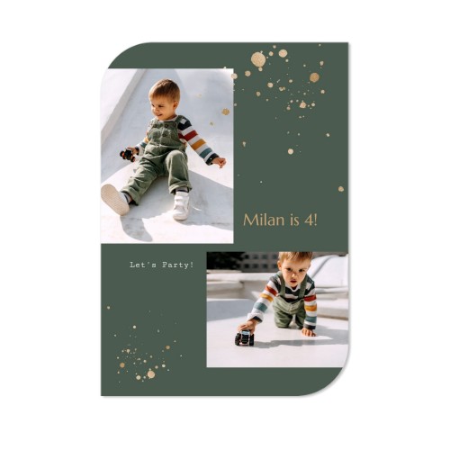 Faire-part 1 Bords ronds diagonale portrait 10 x 14,3 cm