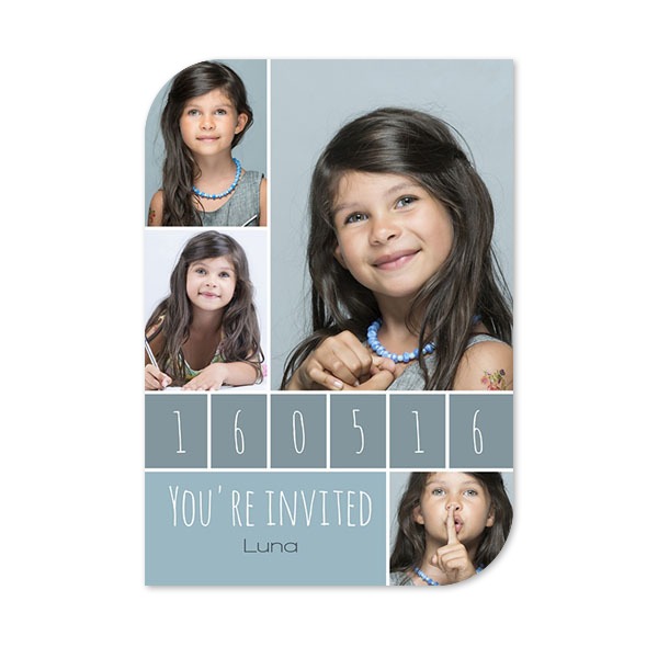 Faire-part 1 Bords ronds diagonale portrait 10 x 14,3 cm