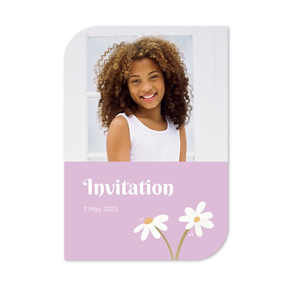 Faire-part 1 Bords ronds diagonale portrait 10 x 14,3 cm