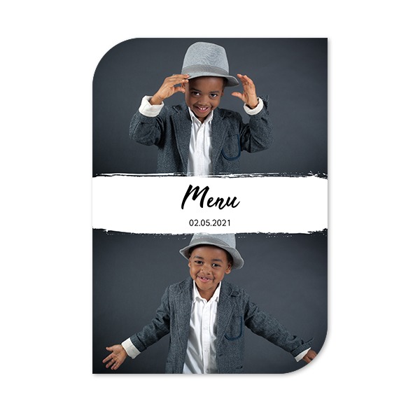 Faire-part 1 Bords ronds diagonale portrait 10 x 14,3 cm