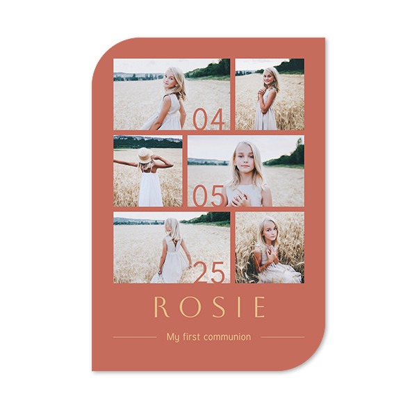Faire-part 1 Bords ronds diagonale portrait 10 x 14,3 cm