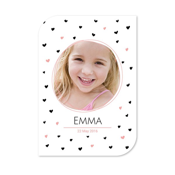 Faire-part 1 Bords ronds diagonale portrait 10 x 14,3 cm