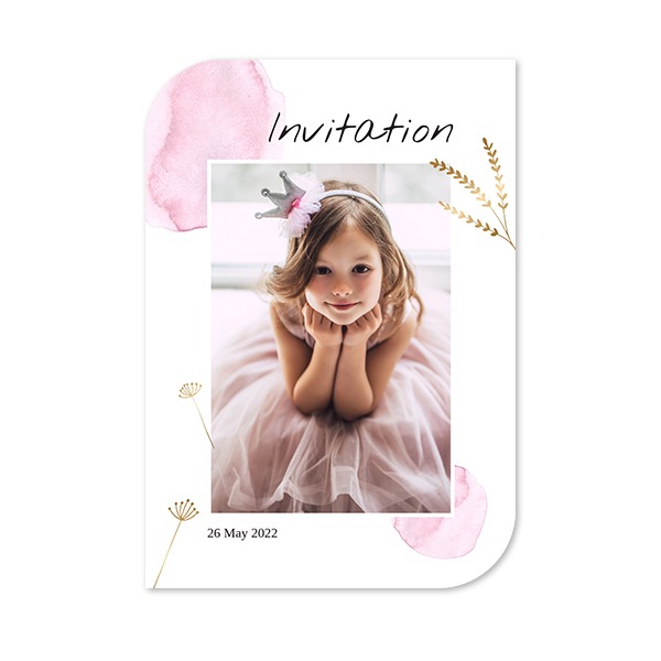 Faire-part 1 Bords ronds diagonale portrait 10 x 14,3 cm