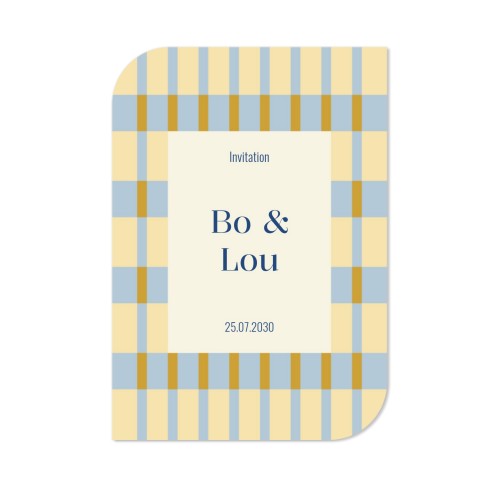 Faire-part 1 Bords ronds diagonale portrait 10 x 14,3 cm