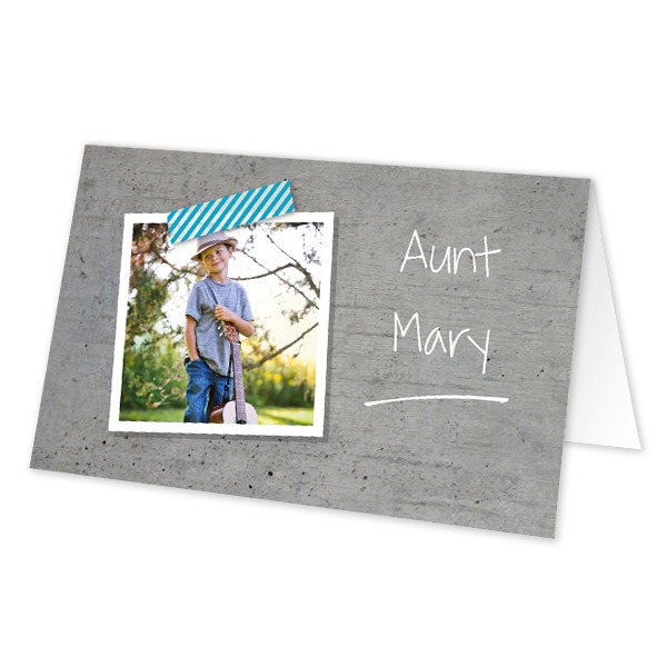 Foldede bordkort med billede - 12 stk