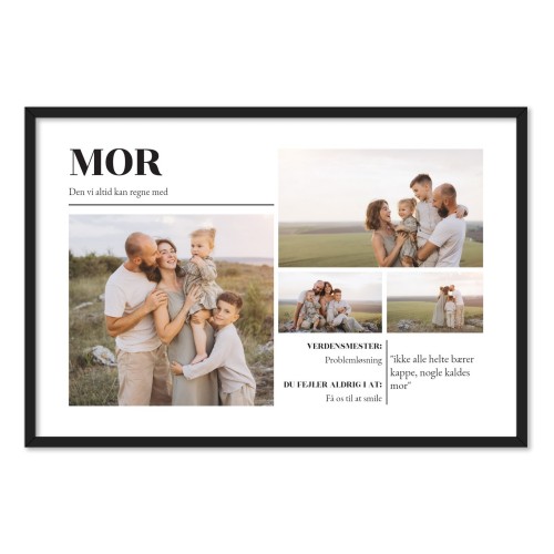 Indrammet plakat 30 x 45 cm Sort
