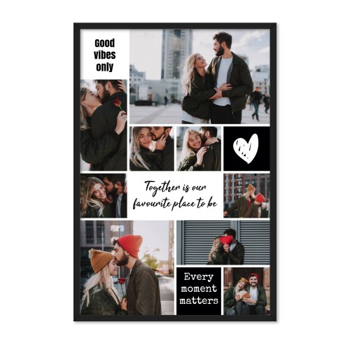 Innrammet poster 30 x 45 cm Svart