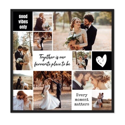 Inramad poster 40 x 40 cm Svart