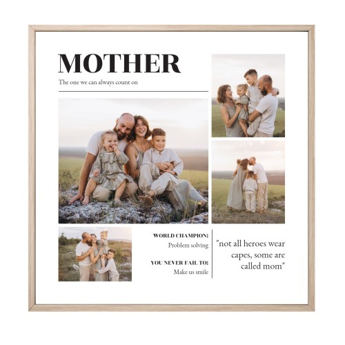 Framed Collage Poster 40 x 40 cm Natural