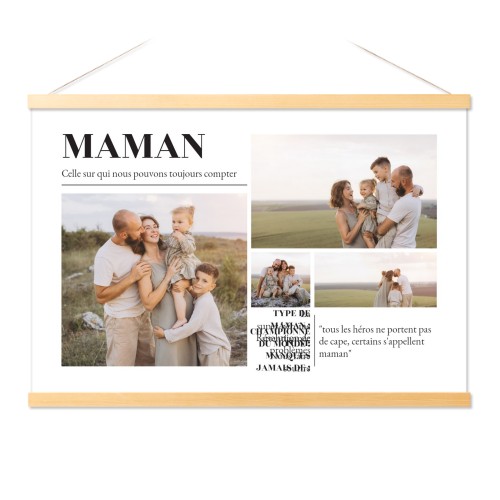 Poster avec support magnétique 60 x 40 cm Bois naturel