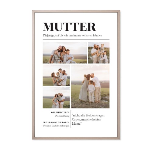 Foto-Collage mit Rahmen 50 x 75 cm Taupe