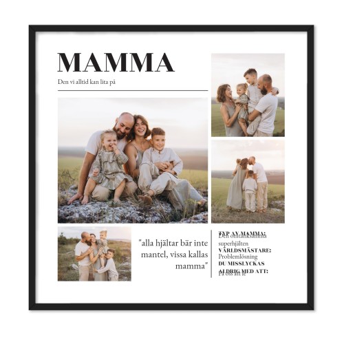 Inramad poster 60 x 60 cm Svart