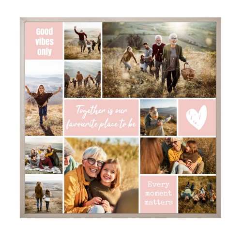 Framed Collage Poster 60 x 60 cm Taupe