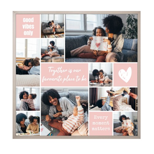 Framed Collage Poster 60 x 60 cm Taupe