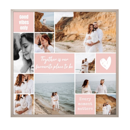 Framed Collage Poster 60 x 60 cm Taupe