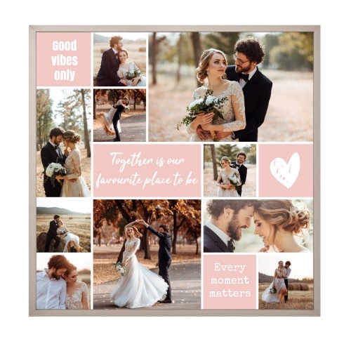 Framed Collage Poster 60 x 60 cm Taupe Framed Collage Poster 60 x 60 cm Taupe