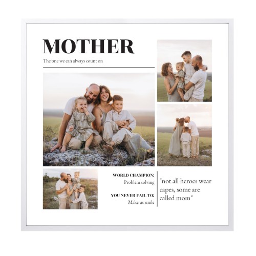 Framed Collage Poster 60 x 60 cm White