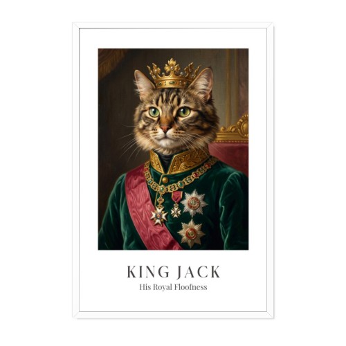 Royal pet portrait AI - white frame - 30x45