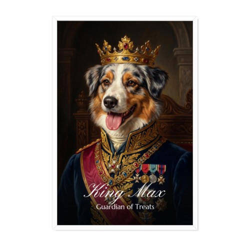 Royal pet portrait AI - white frame - 30x45