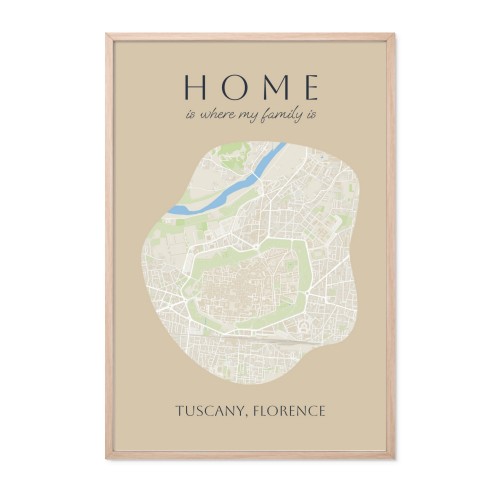 Affiche carte avec cadre naturel 30 x 45