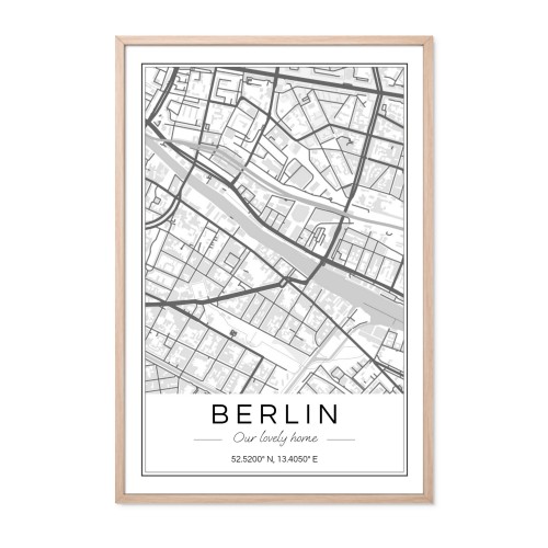Kartposter med ram brun 30 x 45 Kartposter med ram brun 30 x 45