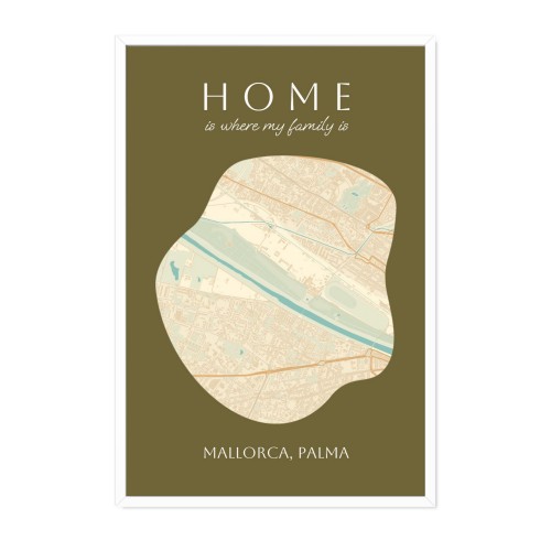 Affiche carte avec cadre blanc 30 x 45