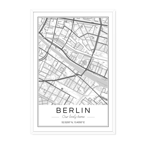 Affiche carte avec cadre blanc 30 x 45
