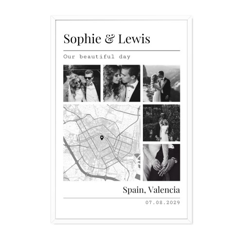 Map Poster white frame 30 x 45