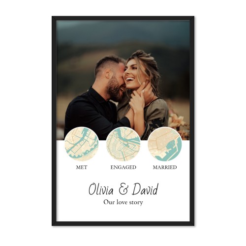 Affiche carte avec cadre noir 40 x 60